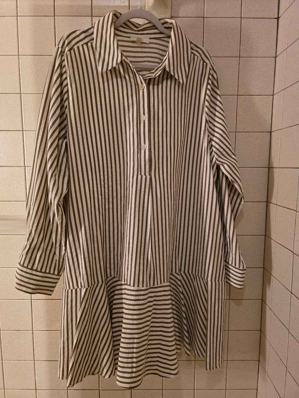 Entro Striped Button-Front Shirt Dress